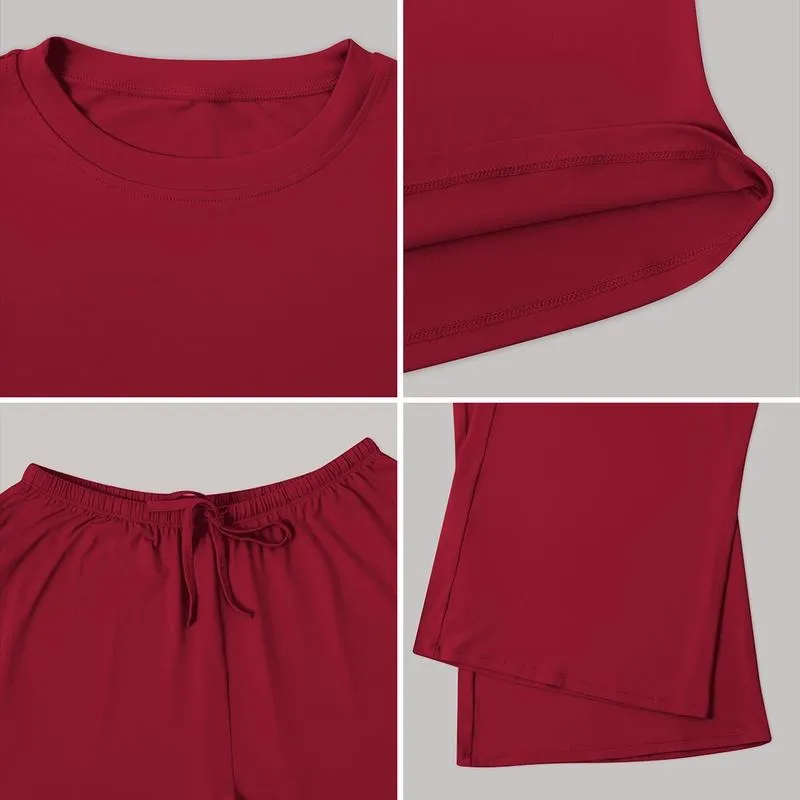 Women's two-piece tracksuit set, long-sleeved crop top and wide-leg pants