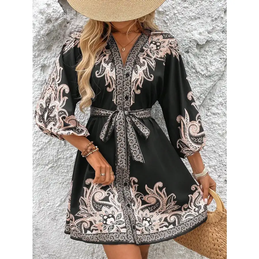 Easy Everyday V-Neck Balloon Sleeve Mini Dress
