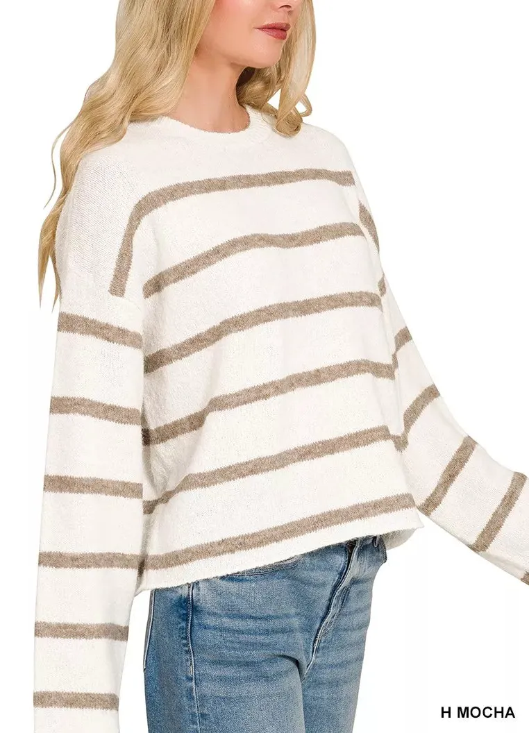 Long Sleeve Ribbed Striped Sweater