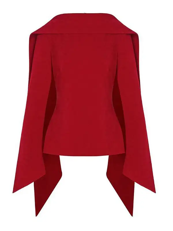 Flared Sleeve Long Sleeve Zip Detail Boat Neck T-Shirt