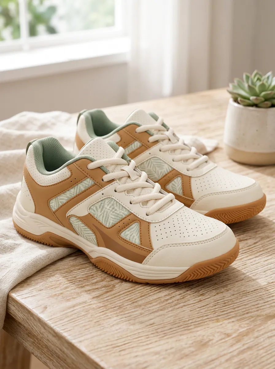 Women's Casual Sage Green Leaf Pattern Printed Sneakers