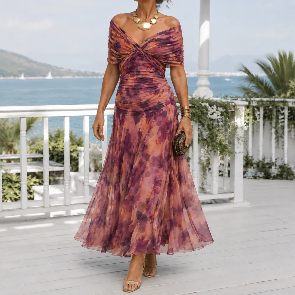 Ruched Wrap Maxi Dress