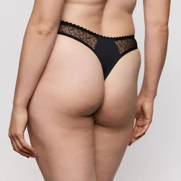 Women's Flat Seams Elastic Waistband Cotton Gusset Lace Embroidery Cotton Tanga Panty