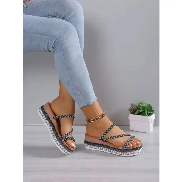 Woven Platform Wedge Sandals