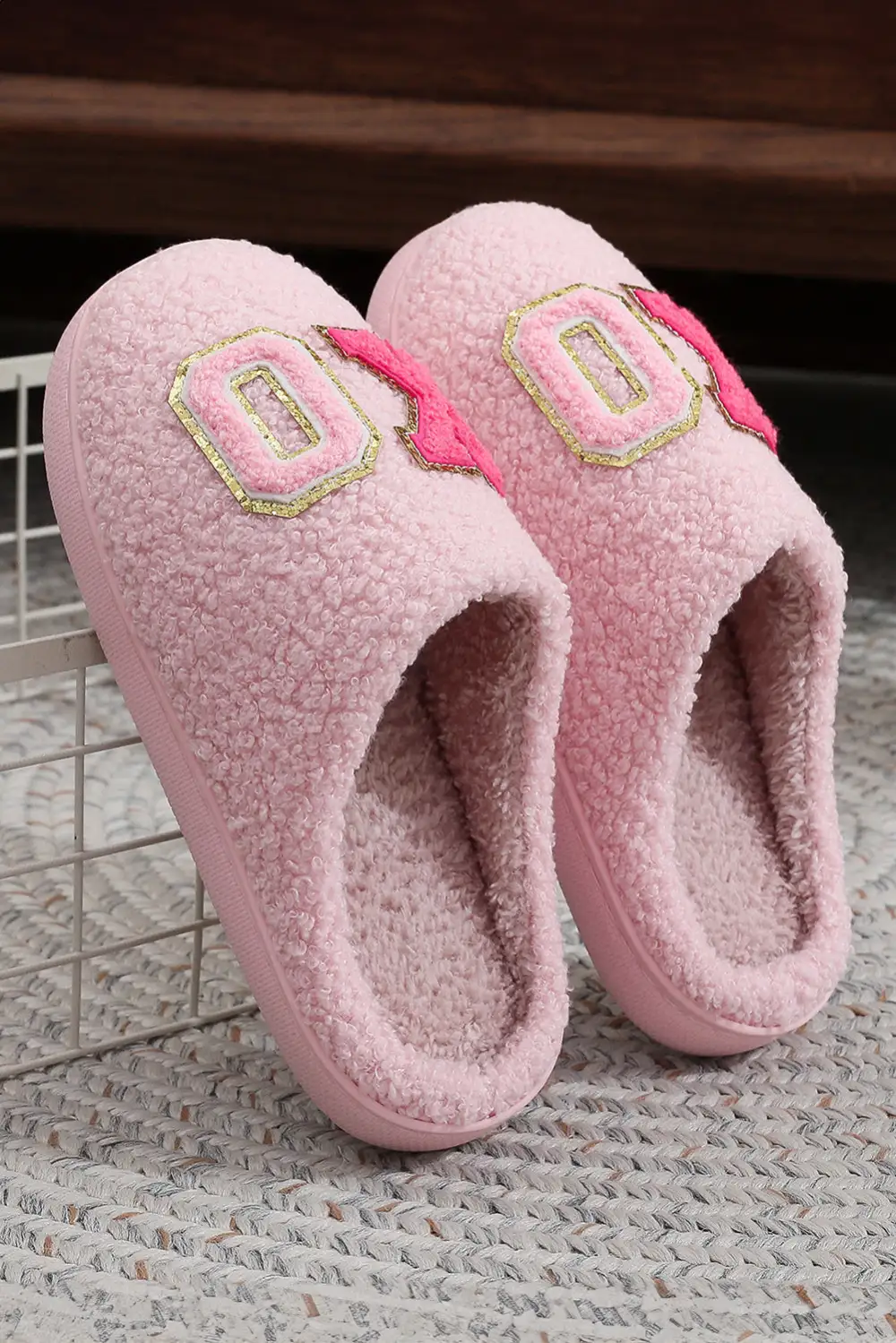 Glitter Letter Plush House Slippers