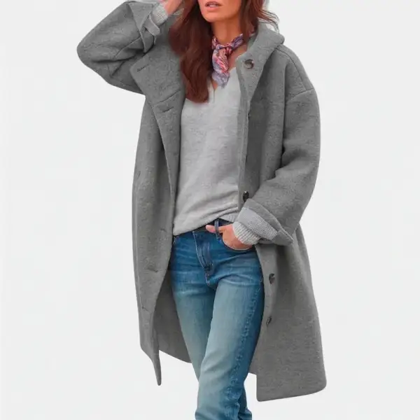 Hooded Wool Blend Longline Coat