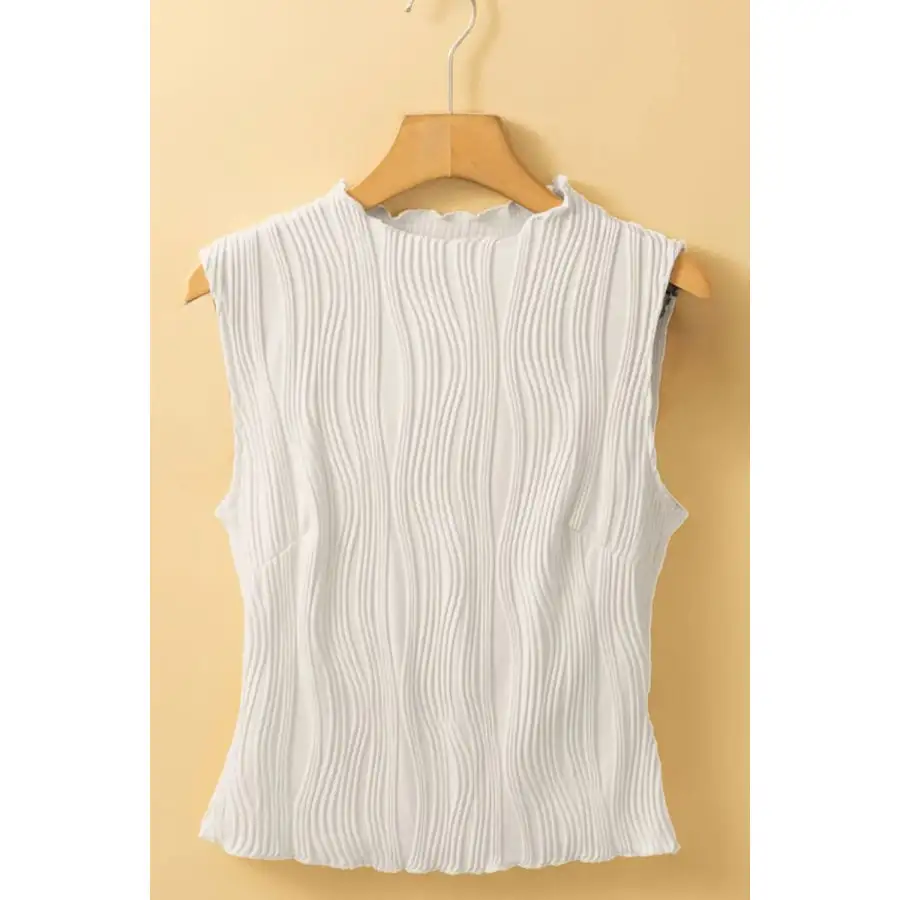 Wavy Textured Mock Neck Tank