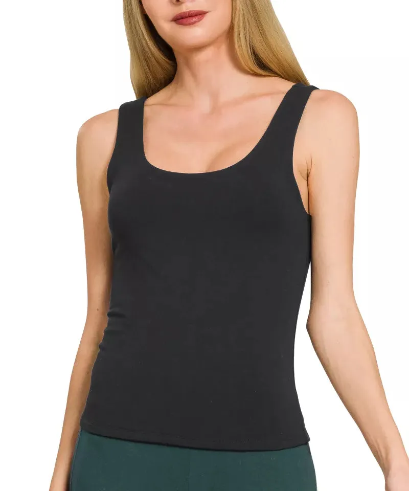 Relaxed Scoop-Neck Knit Tank Top
