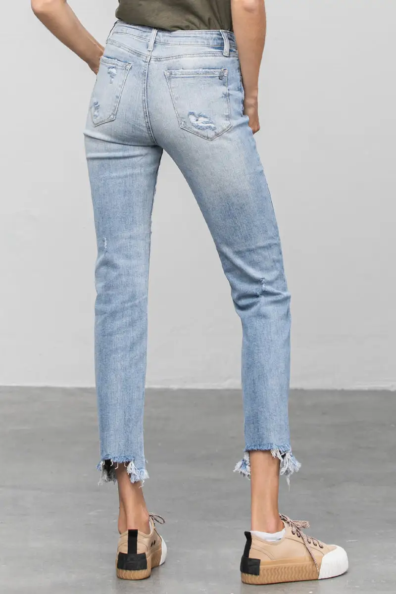 Mid Rise Straight Jeans With Print