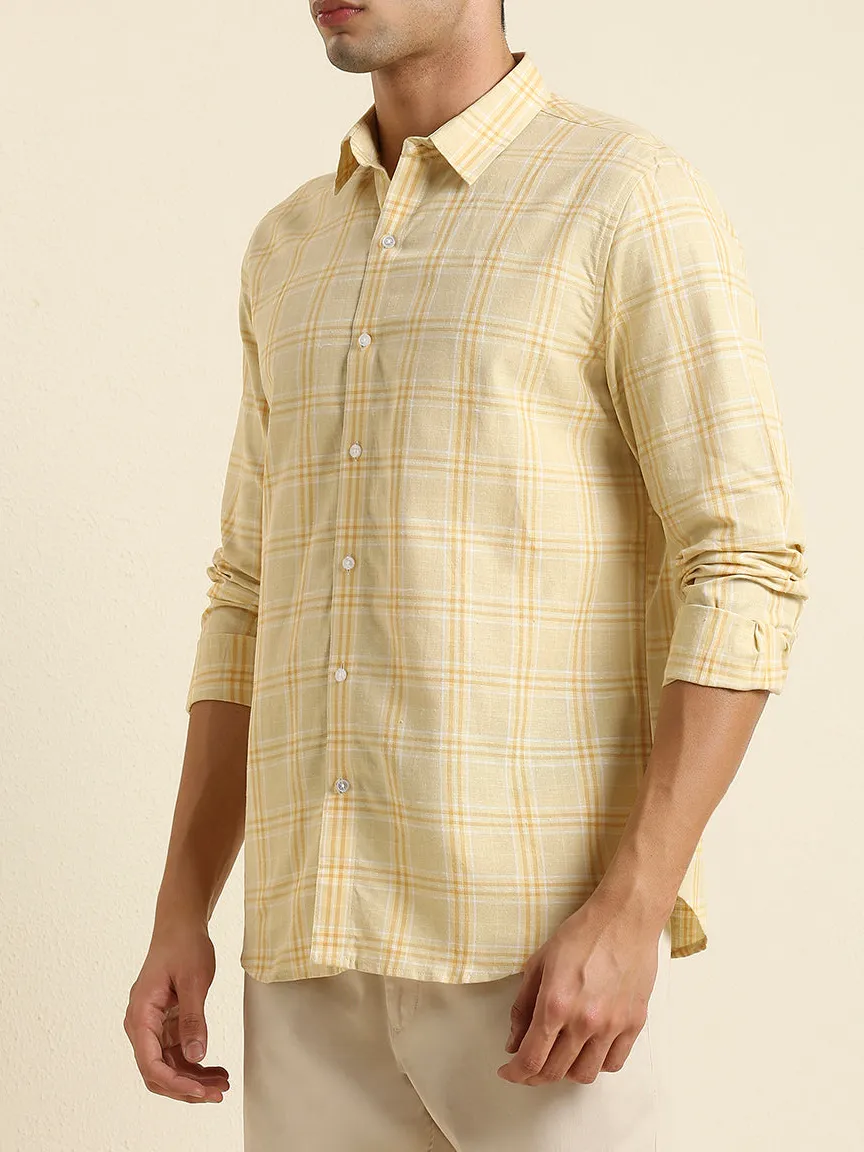 Checked Plaid Slim Fit Men's Formal Shirt