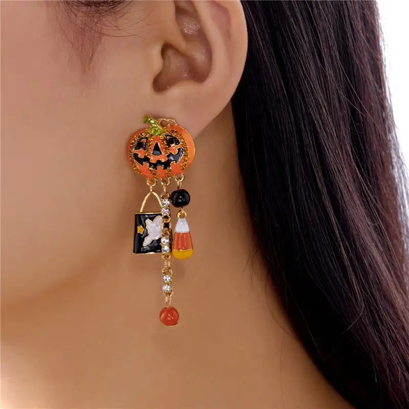 Vintage Pumpkin Ghost Statement Earrings