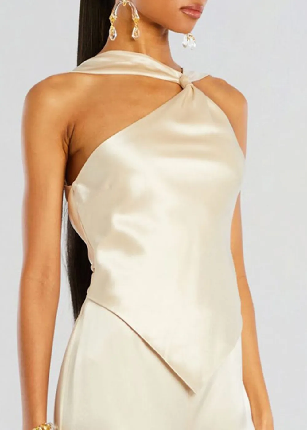 Halter Neck Satin Jumpsuit