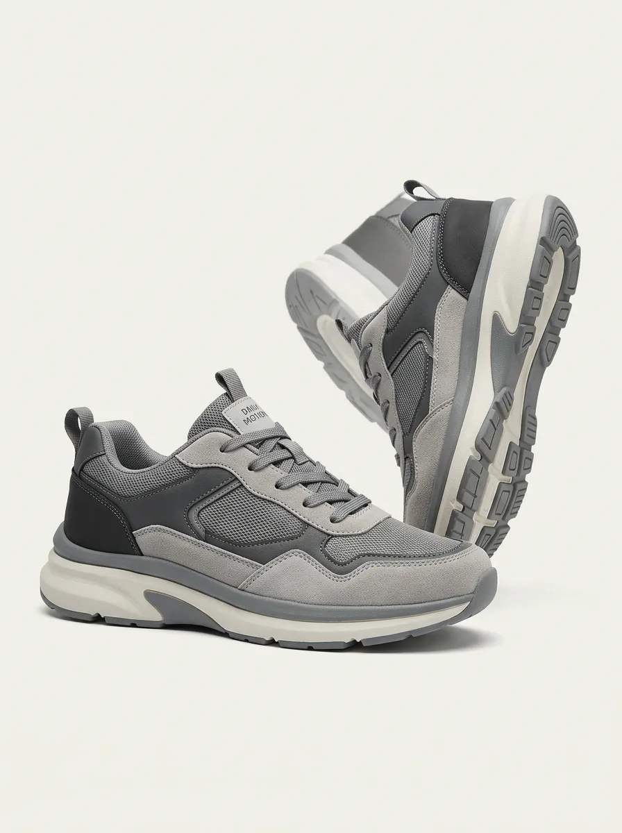 Casual Profile Suede-Panel Mesh-Panel Casual Sneakers