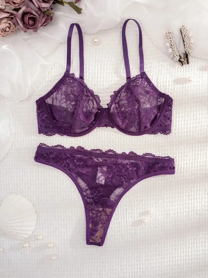 Delicate Lace Sheer Bra And Panty Set
