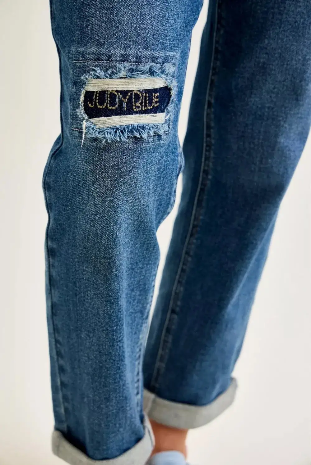 Denim Patchwork Mid Rise Relaxed Fit Jeans