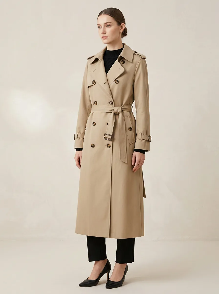 Women's Double-Breasted Classic Long Trench Coat