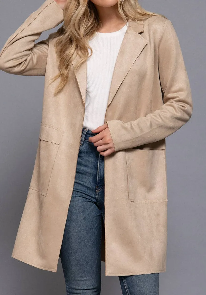 Women’s Faux Suede Open Front Jacket