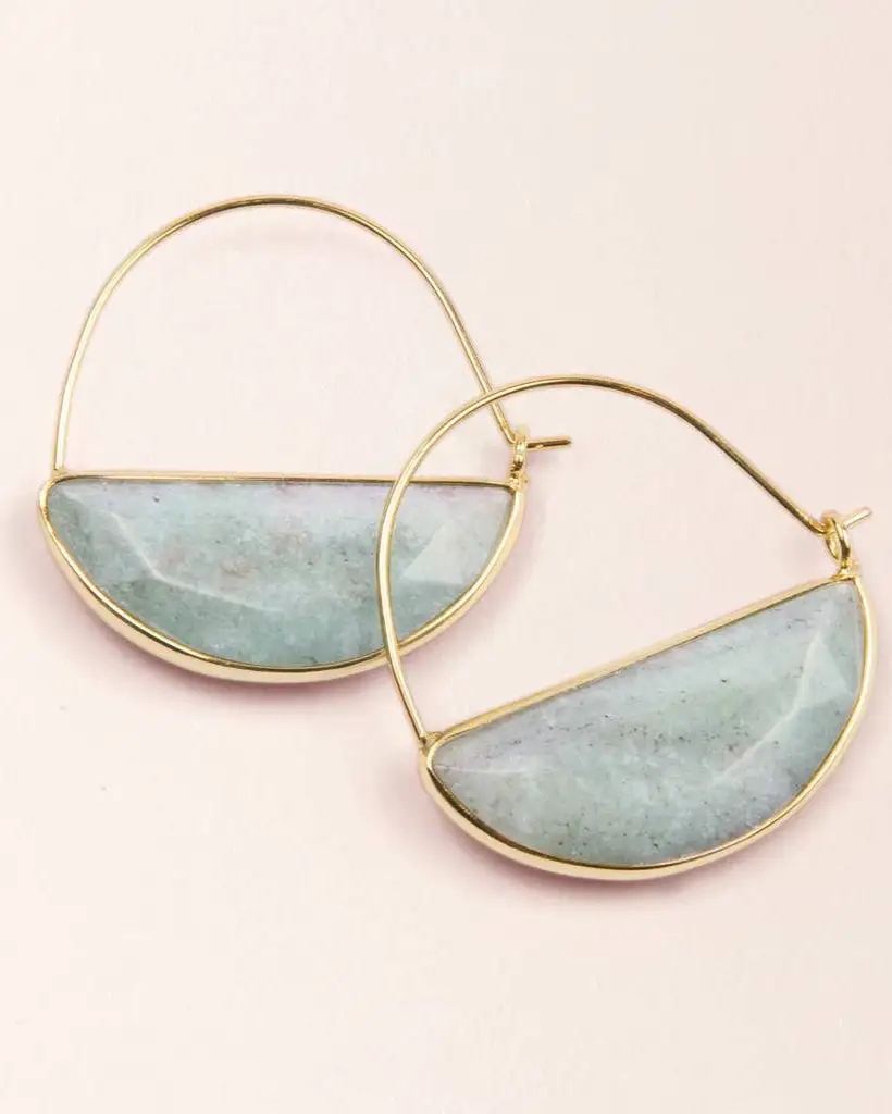 Wire Gemstone Refined Hoop Earrings