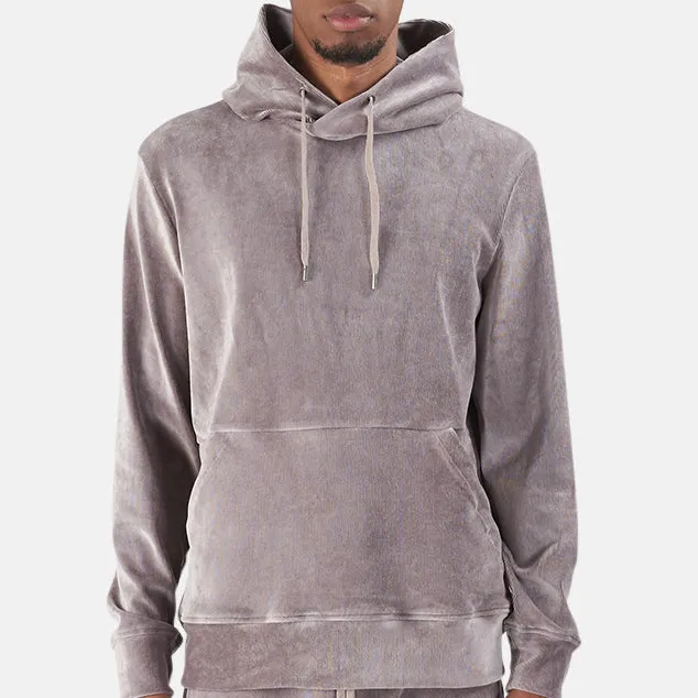 Cotton Velour Ribbed Hoodie