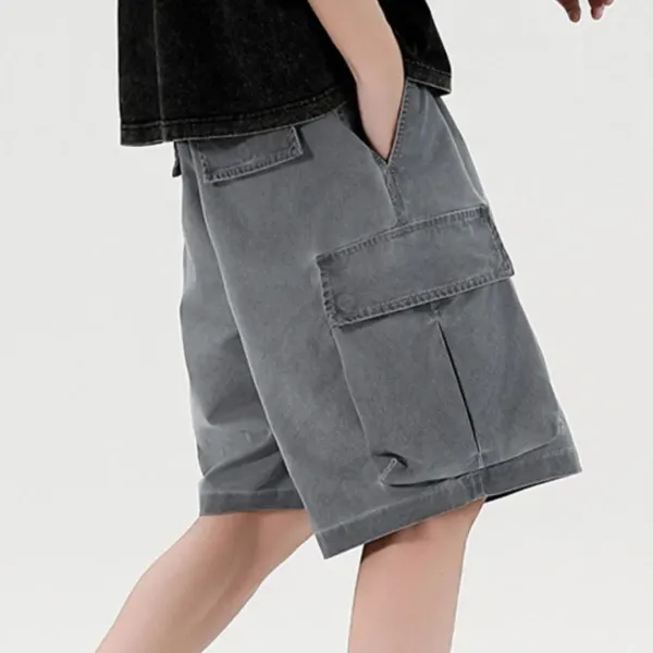 Elastic Waist Drawstring Pocket Detail Cargo Shorts
