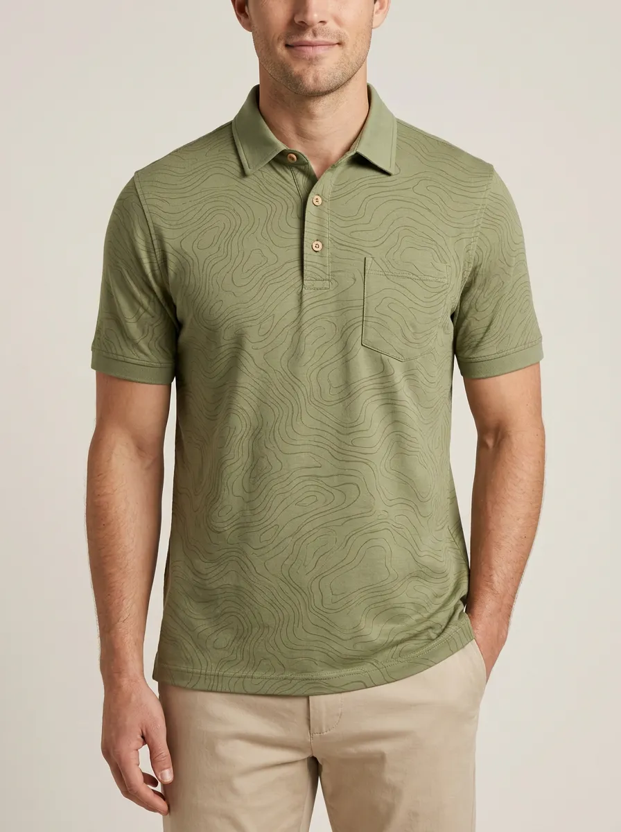 Business-Casual Topographic Men's Polo Shirt