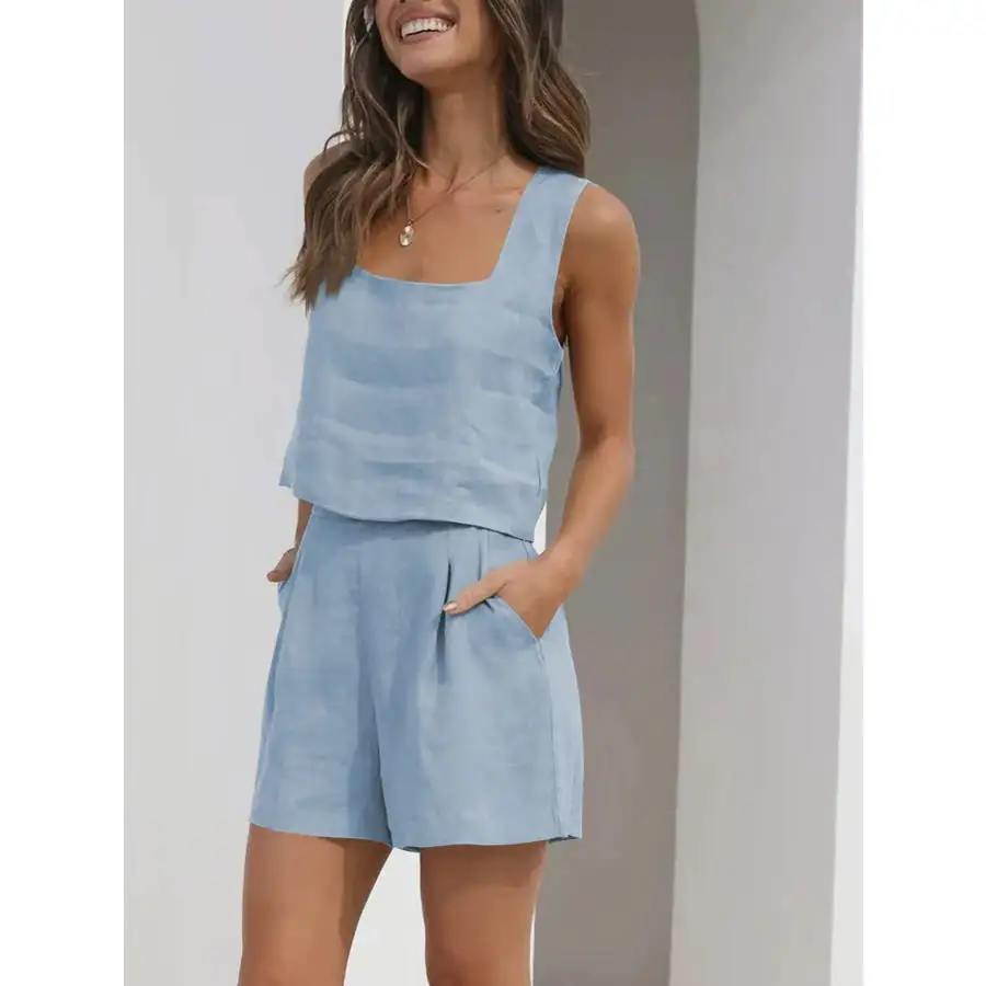 Square Neck Tank and Shorts Set