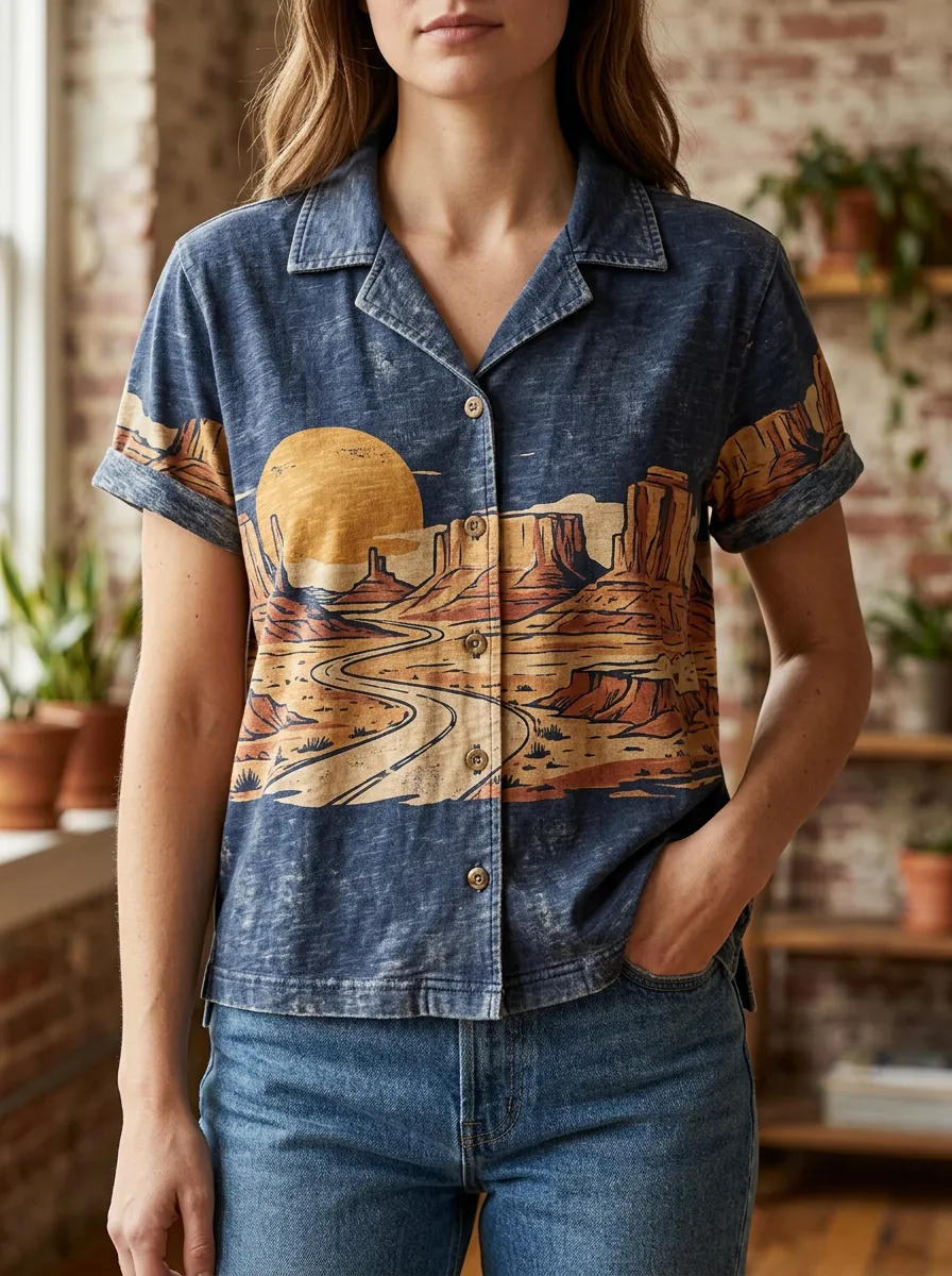Women's Trail Desert Landscape Sunset Shirt