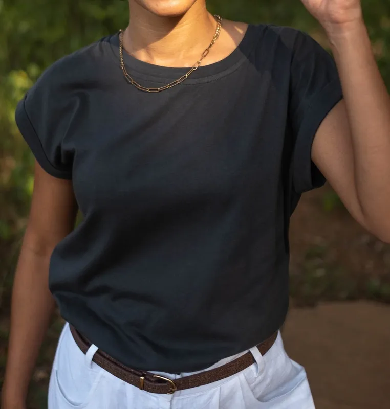 Charcoal Pima Cotton Boxy Tee