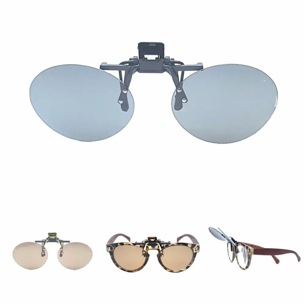 54mm Oval Polarized Flip-Up Clip-On Sunglasses