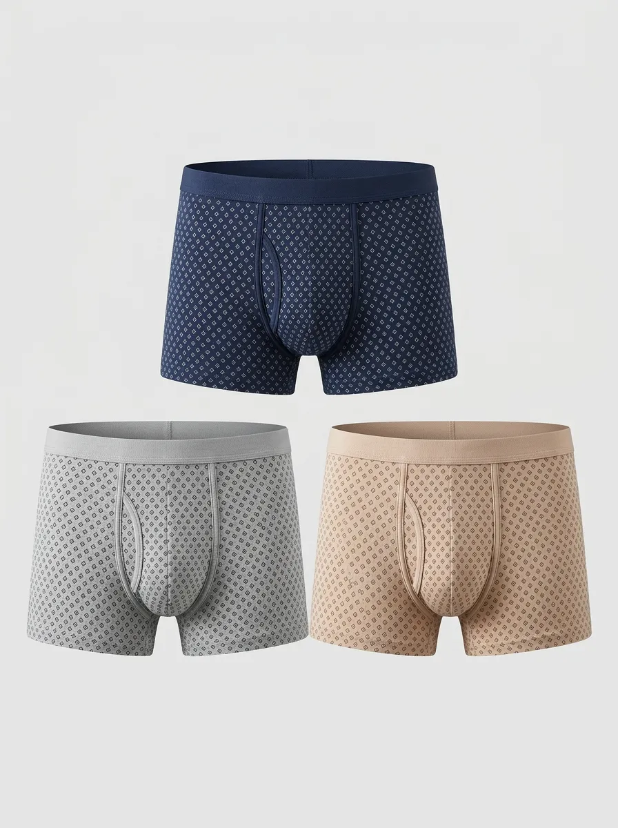 Men's Multicolor Geometric Patterned Boxer Briefs 3-Pack