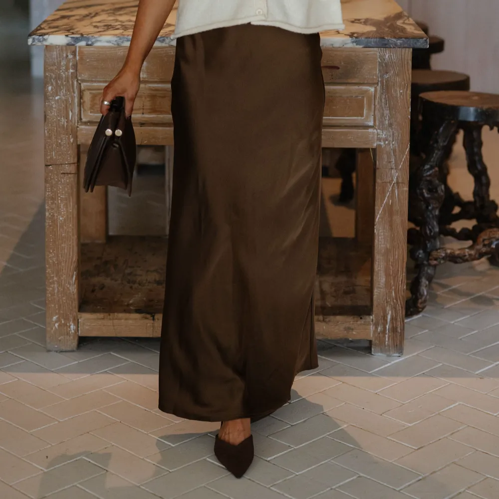 Refined Satin Maxi Skirt