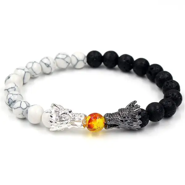Turquoise Lava Rock Dragon Beaded Bracelet