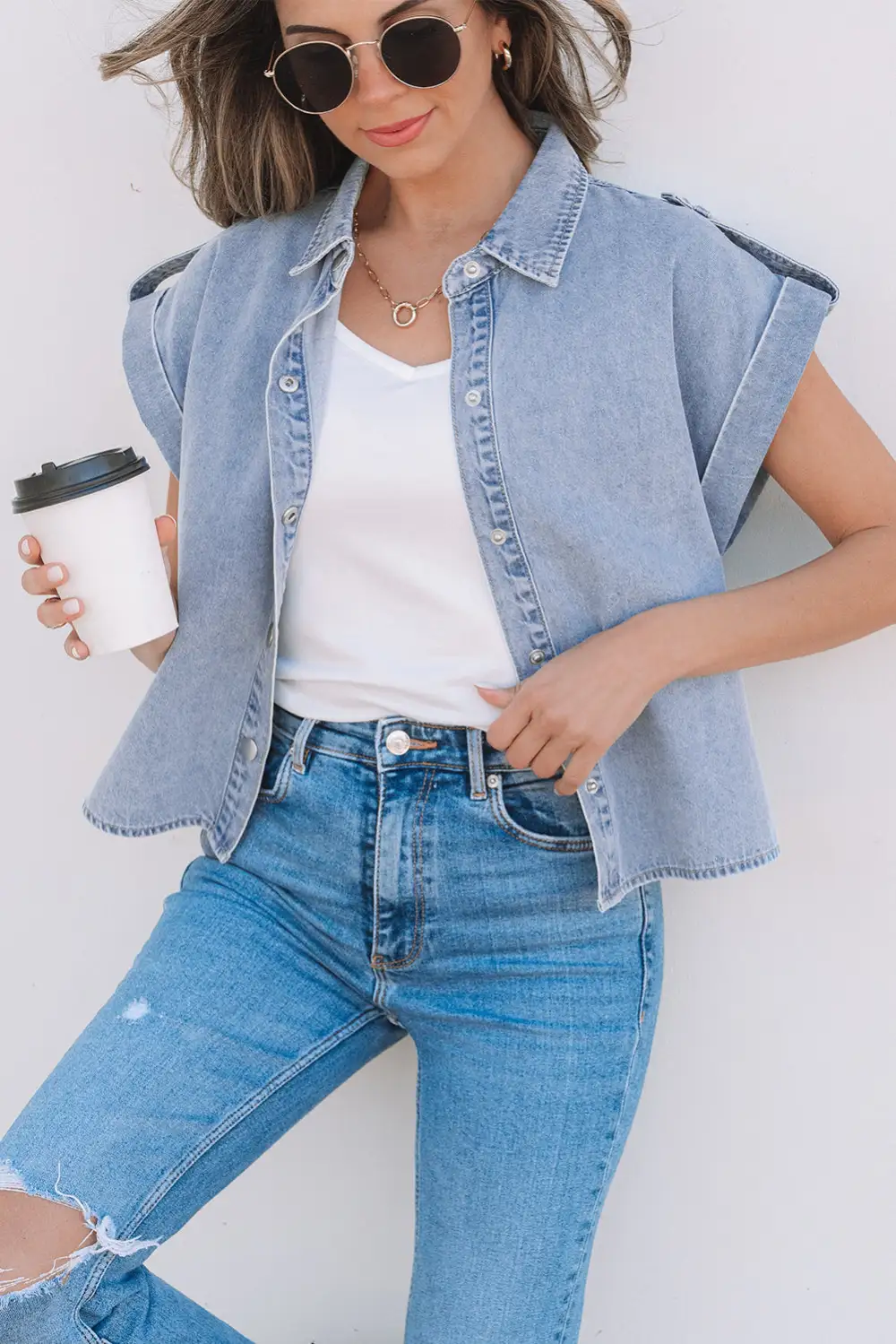 Cap Sleeve Shirt Blouse