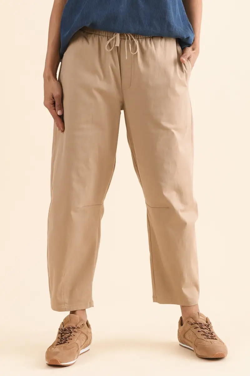 Barrel Leg Mid Rise Pants