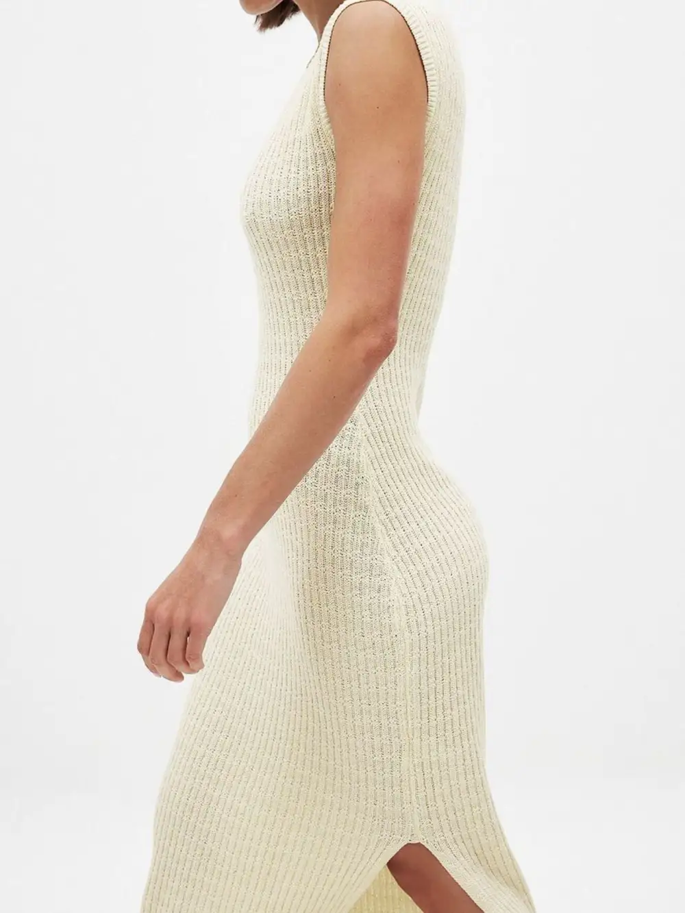 Knit Slit Sleeveless Midi Dress