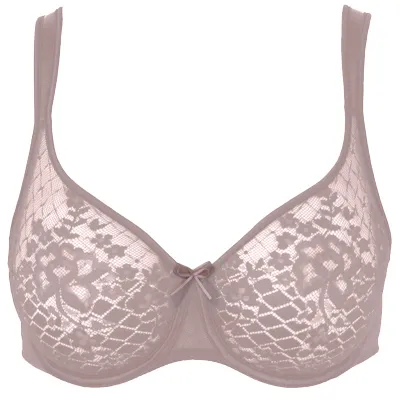 Women's Molded Seamless Adjustable Straps Lace Mesh Fuller Bust Bra