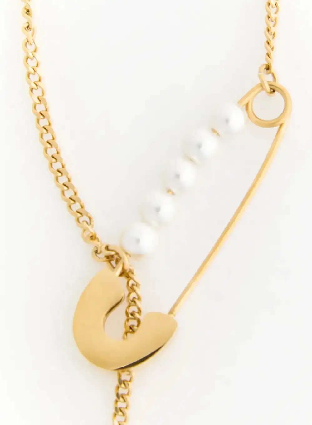 Pearl Safety Pin Necklace