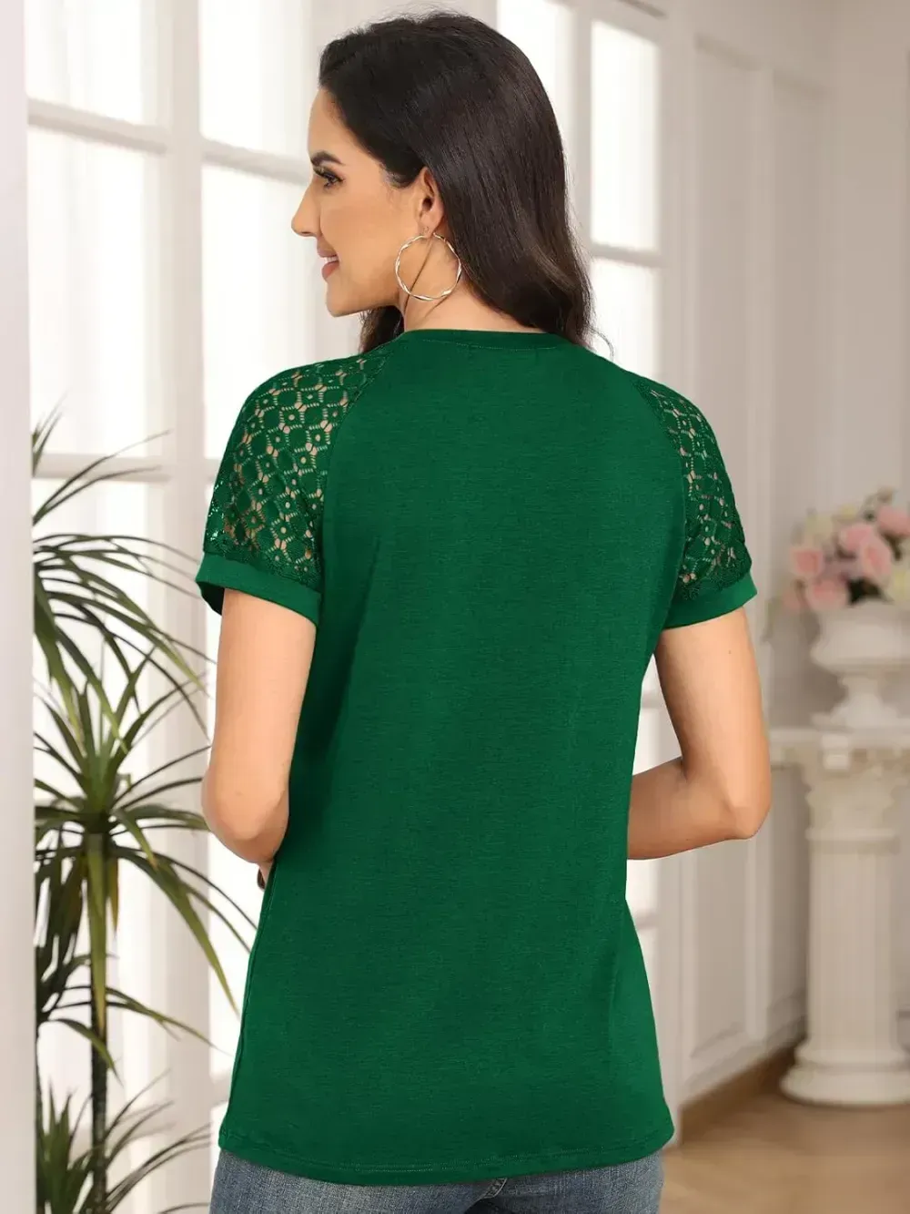 AUTOMET Womens Tshirts Trendy Fashion Tops Lace Short Sleeve Business Tee Shirts Casual Knitted Blouses Summer Outfits 2024