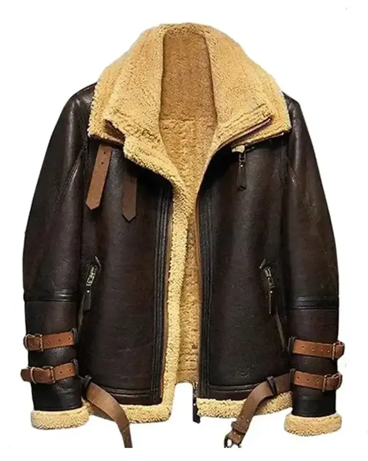 Bomber Shearling Belted Cuffs Jacket