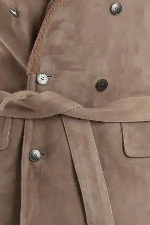 Suede Shearling Double-Breasted Jacket