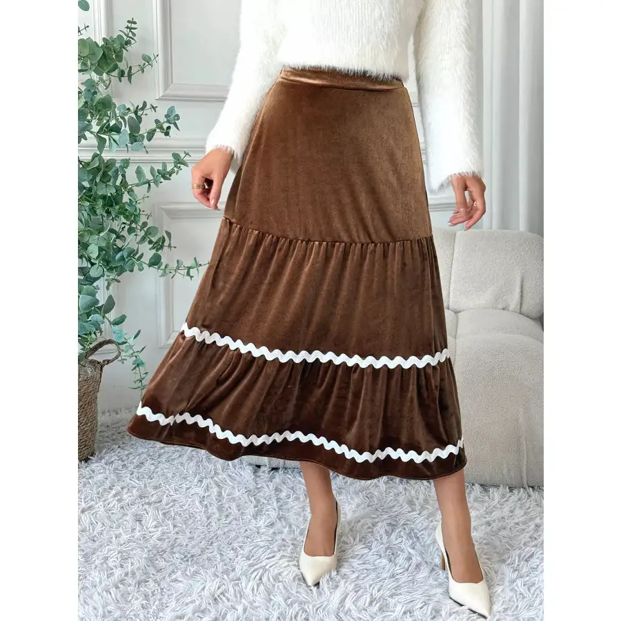 Velvet Tiered Midi Skirt