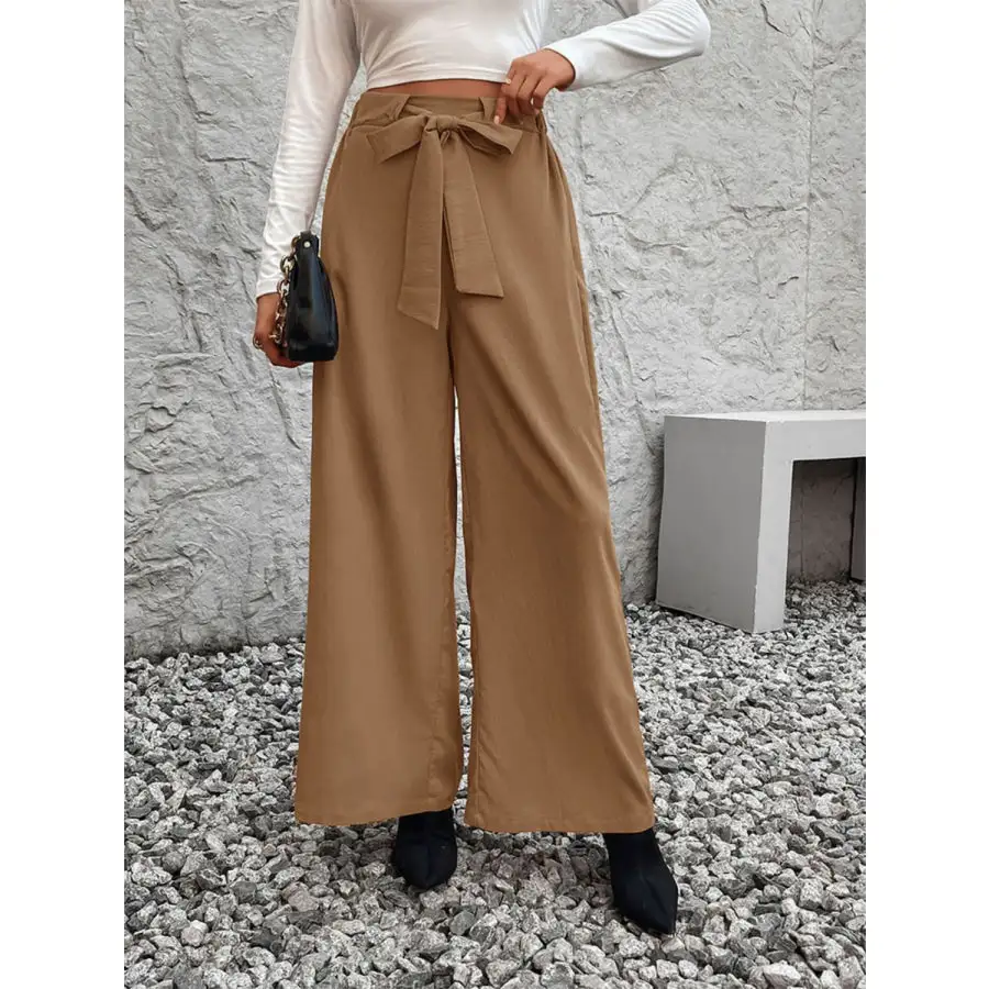 Classic Tied High Waist Wide Leg Pants