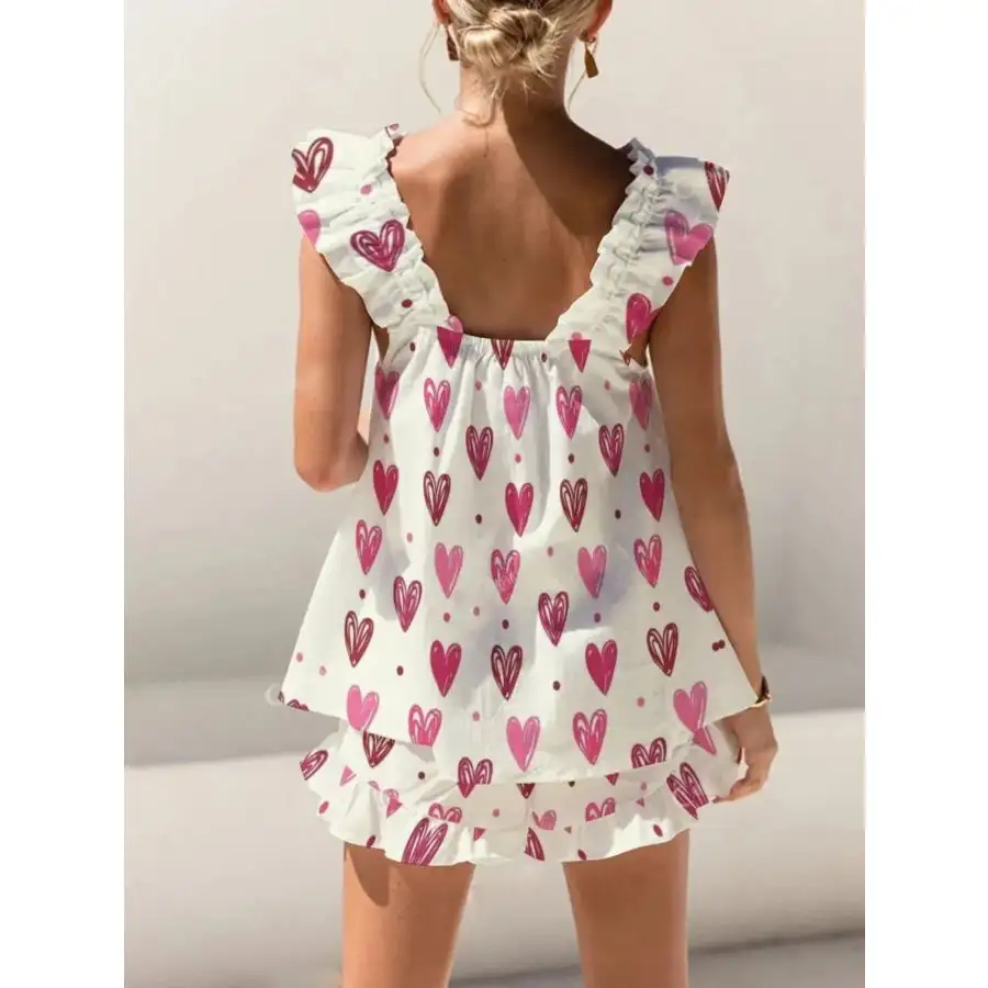 Ruffled Striped Tank and Shorts Set