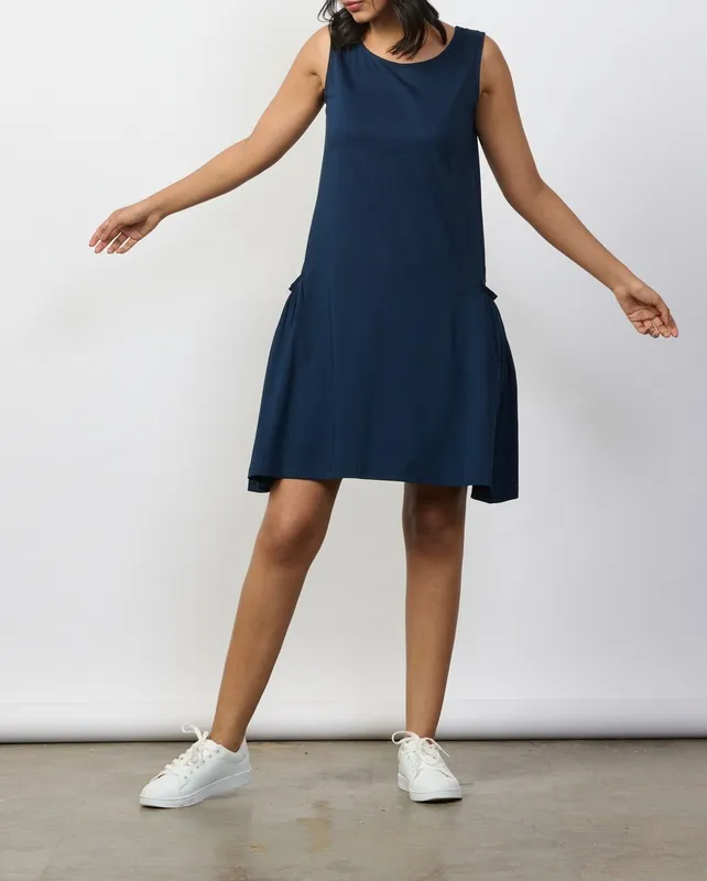 Deep Blue Pima Cotton Pocket Dress