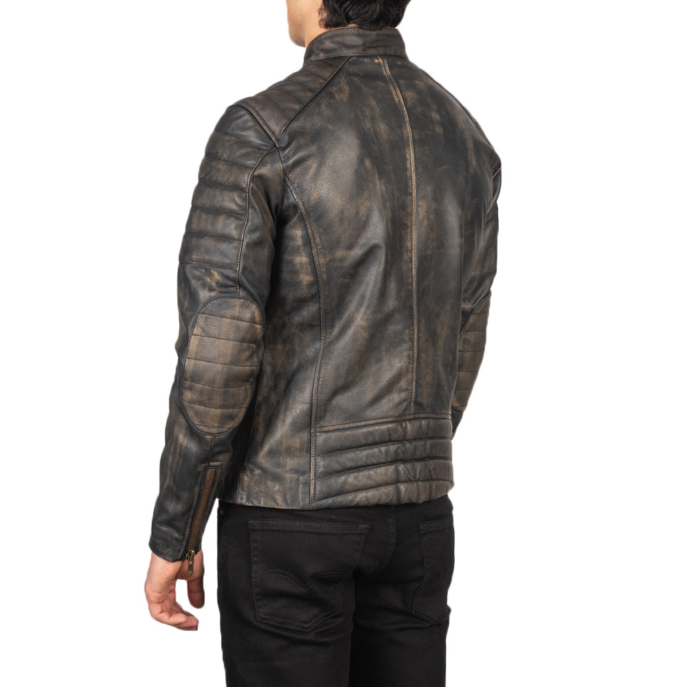 Men's Rugged Biker Leather Distressed Jacket