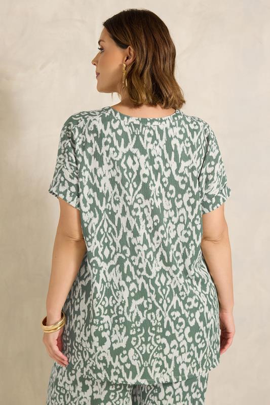 Khaki Green Aztec Print Shirt detail 3