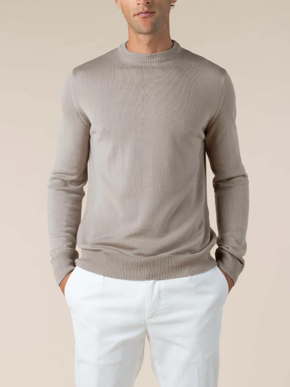 Crew Neck Sweater Featuring Extrafine Merino Detail And Merino Wool Slim Fit Crew Neck Knit Construction