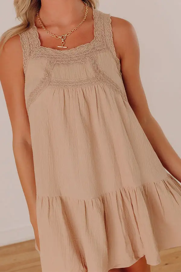 Lace-Trimmed Relaxed Mini Dress