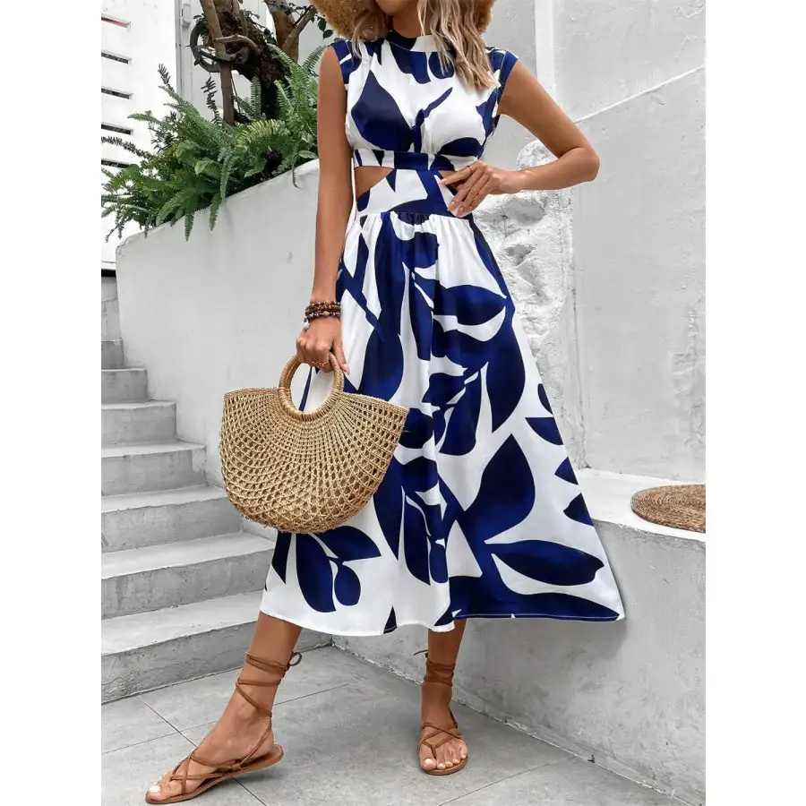 Cutout Cap Sleeve Midi Dress