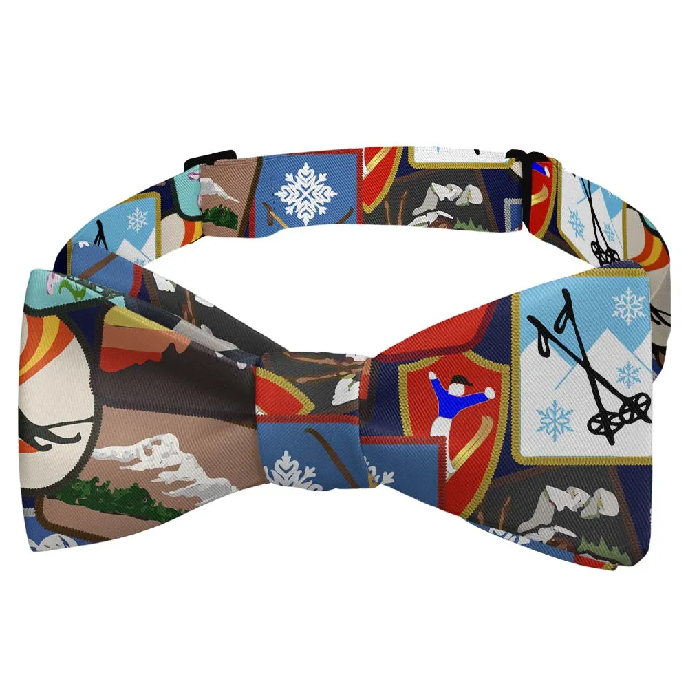 Vintage Ski Patches Pattern Bow Tie